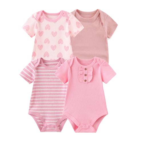 4-Pack Short Sleeve Baby Boy Girl Rompers Cartoon New born Unisex 0-12M Infant Clothes
