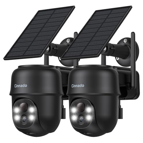 Cinnado 2K 3MP Camera Exterieur sans Fil Solaire - Caméra de Surveillance sans Fil avec Panneau Solaire, WiFi 2.4 Ghz & PIR Sirène, Détection Humaine IA, B6...