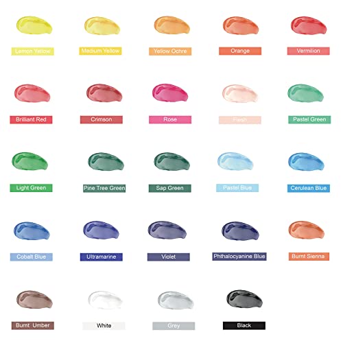 Acrylic Paint Set Non Toxic 24 Vibrant Colors Acrylic Paint No Fading Rich Pigment For Kids Adults Artists Canvas Crafts Wood Painting #TOP1