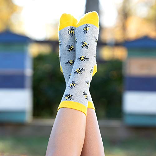 Image of WHD Bee & Honeycomb Crew Socks for Women & Men | Gift for Bee Lovers, Fun Beekeeper Socks