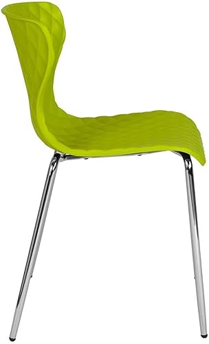 Miniatura 7 de Pemberly Row Silla de comedor de plástico moderna en naranja y cromo