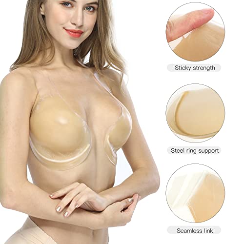 Adhesive Bra, Sticky Bra Invisilbe Silicone Lift Bra Push Up Conceal Lift Bra For Women Ddd Nude #TOP4
