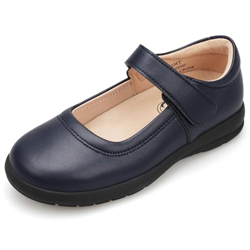 Image of Stelle Girls Mary Jane Shoes School Uniform Flats Dress Shoes Church (Little /Big Kids) | Hook-and-loop closure, Cushioned comfort, Flexible outsole, Flower girl, Party, Patent finish