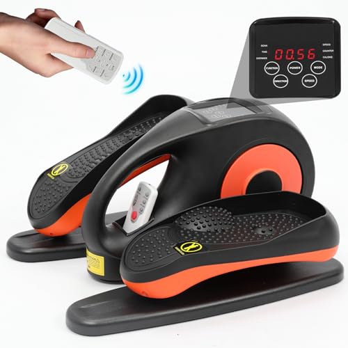 Ganggend Under Desk Elliptical Machine, Portable Ellipse Leg Exerciser Machine with Remote Control, Elliptical Exercise Machine Supports Auto & Manual Mode, Exerciser for Seniors Adults Teens, Orange