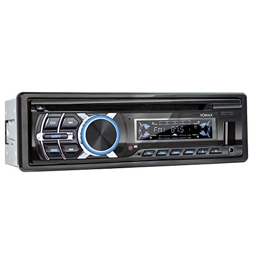 XOMAX XM-CDB624 Radio de Coche con Lector de CD I Bluetooth Manos Libres I RDS Radio Tuner I Micro SD I 2X AUX I 7 Colores de iluminación Ajustables I 1 DIN