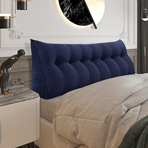BNCKTRD Headboard Pillow Queen, Wedge Pillow Headboard Headrest, Navy Blue