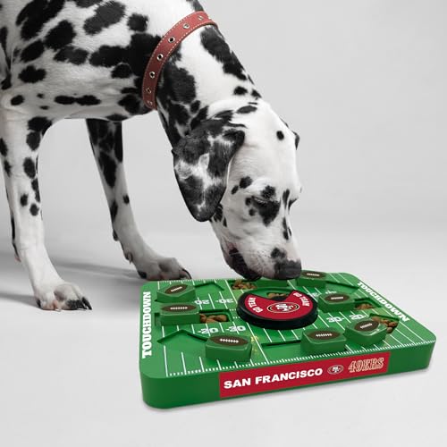 Image of Pets First NFL San Francisco 49ers Large Puzzle Toy for Dogs, Slow Feeder Board for Pets, New Bigger Size, Interactive Doggie Treat Toy