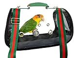 Birds LOVE Small Bird and Small Dog and Cat Carrier with Clear Sides, Perch, Green and Red Shoulder