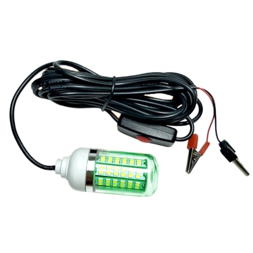 Helilyco 12V/24V IP68 Impermeabile Luce di Pesca Subacquea 108-LED 525nm Lampada Esca Pesca Notturna, Fish Finder Uso Esterno, 30 80mm