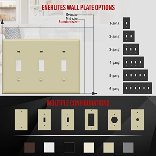 ENERLITES Ivory 3-Gang Toggle Light Switch Wall Plate #TOP4