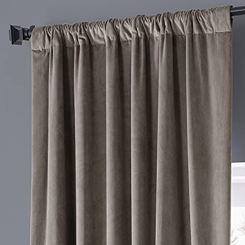 Image of HPD Half Price Drapes Signature Plush Velvet Blackout Curtains for Bedroom (1 Panel), 50W X 84L Hotel Black Out Curtains for Living Room, Thermal Insulated Blackout Curtains for Windows, Library Taupe
