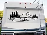 Minglewood Trading Moon Lake Mountain Canoe Scene Vinyl Decal - RV Graphics Camping - Die Cut Sticker