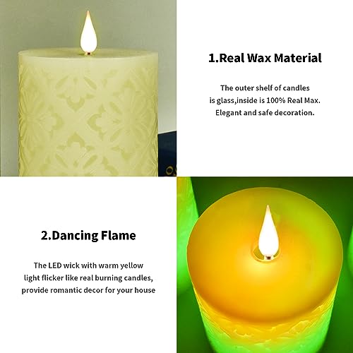 Across Flickering Flameless Candles, Set Of 1 Real Wax Color Changing Led Pillar Candles Battery Operated Realistic 3D Dancing Flame Fake Candles With 18-Key Remote Control For Halloween Christmas #TOP4