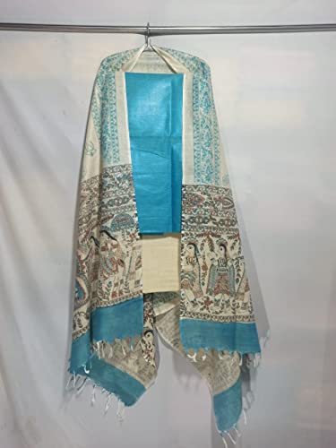 Image of ZERATEX Cotton Silk Hand Crafted Unstitched Suit Set for Women with Dupatta | Cotton Silk Salwar Suit Dress Material for Women & Girls | Top - 2.5 M, Bottom - 2.50 M & Dupatta - 2.5 M