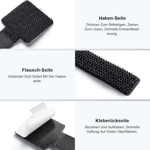 SURFOU 60 PCS Cable Tidy Under Desk, Autoadhesivo Cintas de Gancho y Bucle, Organizadores Reutilizables Ajustables para Escritorio, Cables de TV y Oficina en Casa, Negro miniatura 3