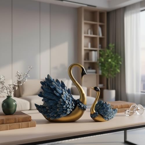 Image of SRJANA Tabletop Romantic Swan Couple | Desicts Lifelong Love | Ceramic Centerpiece Home Decor | Valentines,Wedding, Anniversary, Birthday Gift - (Pack of 1, Marble White)