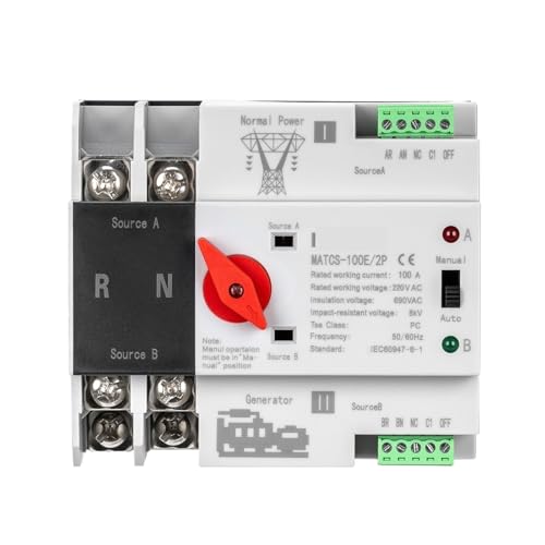 Commutateur de transfert automatique double puissance 100A 220VAC pour rail DIN