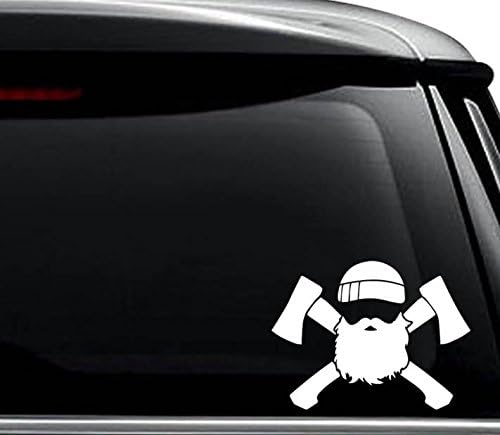 Miniatura 1 de Adhesivo adhesivo de madera de leñador con ejes cruzados para uso en laptop, casco, automóvil, camión, motocicleta, ventanas, parachoques, pared y