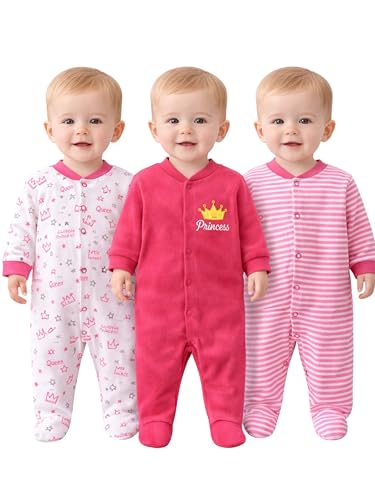 Image of Kidbee Baby Boys & Girls Full Sleeves Cotton Footed Romper Sleepsuit Pack of 3