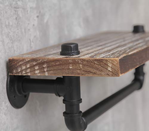 Bixirao Industrial Rustic Modern Wood Ladder Pipe Wall Mounted Floating Shelves - Bookshelf,Diy Storage Shelving,Hung Bracket,Bookcase (3-Tier Floating Shelves) #TOP3