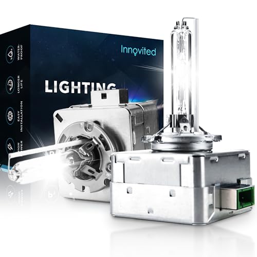 Innovited D3S HID Headlight Bulbs, 6000K Cool White, High/Low Beam, Xenon Replacement Bulbs with Metal Stents Base - Pack of 2