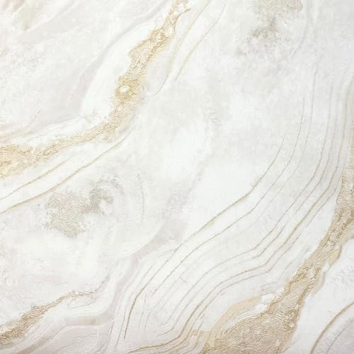 World of Wallpaper Luxe Collection Modern Wallpaper - Heavyweight Vinyl - Cream/Gold