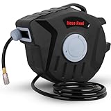 Retractable Air Hose Reel, 3/8 IN x 65 FT Hybrid Air Hose...