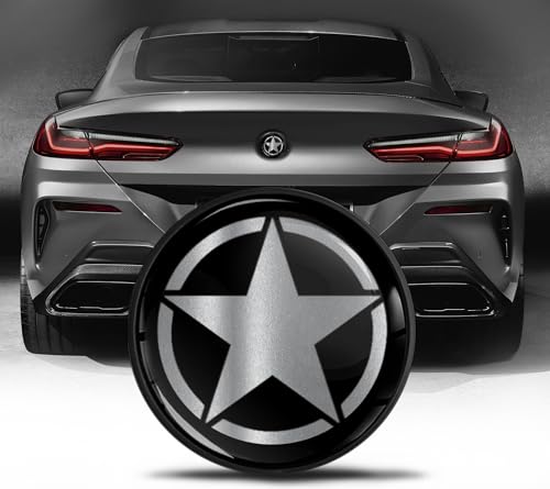 Image of Biomar Labs Rear Trunk Tuning Badge 74mm Compatible with BMW Emblem Bonnet Boot 51148219237 lver Black Star EZ 32
