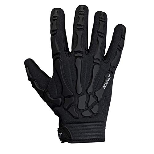 Exalt Death Grip Paintball Glove - Full Finger Skeleton Hand Glove with Bones (Black, X-Large)