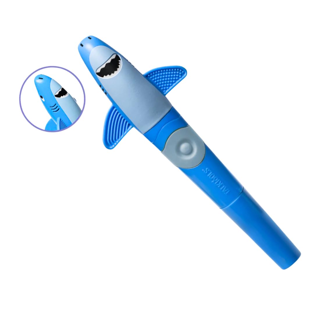 Talktools - Masajeador Jiggler en 4 animales diferentes: rana, perezoso, unicornio o dragón, reduce la tensión de los músculos de la mandíbula, aumenta la percepción sensorial (tiburón)