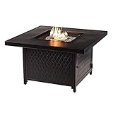Oakland Living Square 42 in. x 42 in. Aluminum Propane Fire Pit Table with Glass Beads, Two Covers,...