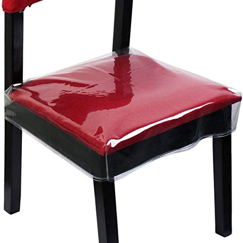 Homemaxs Chair Protector Dinning Chair Covers Waterproof PVC Seat Protector Slipcovers for Most Chairs Clear, Pack of 4【2020 Upgraded Version】