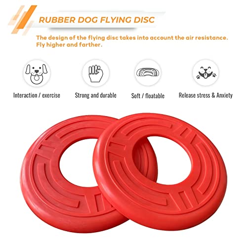Hoxwell Dog Toy Flying Disc 2 Packs, Pet Training Rubber Flying Toy Golf Saucer Fetch, Floating Water Dog Toy For Small, Medium, Or Large Dogs Outdoor Flight, Red #TOP2