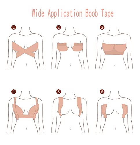 Boob Tape And 12 Pcs Petal Backless Nipple Cover Set, Breathable Breast Lift Tape Boobytape For Breast Lift Athletic Tape With Silicone Breast Petals Reusable Adhesive Bra For A-E Cup Large Breast #TOP2