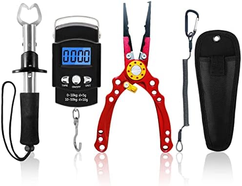 XBLACK Fishing Tool Kit Fishing Pliers Fish Gripper Fishing Scale Fish Grip Tools Set Saltwater Resistant Fishing Gear (Advanced Set - C)