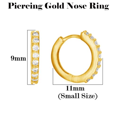 Image of VAMA FASHIONS Silver Gold Rosegold Crystal Stone Piercing Ring Nose Pin Pierced Hole Type Nosepin for Women & Girls