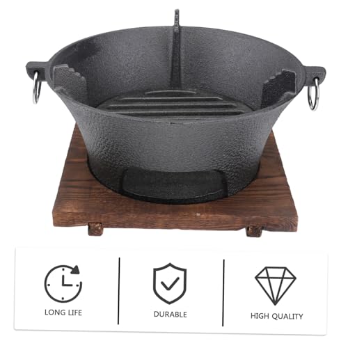 Grille robuste sur poêle extérieur en fer noir pour cuisson au feu