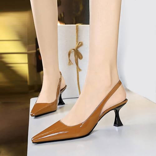 BEAUPAS Women's Slingback Pumps Pointed Toe Kitten Heel Shoes 6