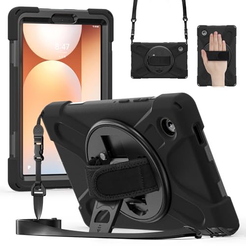 Image of ProElite Cover for Samsung Galaxy Tab A11 8.7 inch 2025 Cover, Rugged 3 Layer Armor case Cover for Galaxy Tab A11 8.7 inch 2025 with Hand Grip & Rotating Kickstand with Shoulder Strap, Black