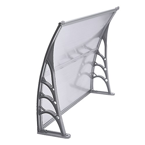 Door Canopy, Waterproof Front Door Canopy, Garden Canopies, Rain Awning Suitable for Door Porch, Outdoor, Roof, Patio (L100xW82xH23cm, Grey)