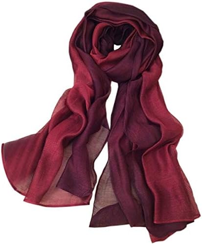 SNUG STAR Cotton Silk Scarf Elegant Soft Wraps Color Shade Scarves for Women (Wine red)