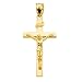 Fine 10k Gold Linear Cross INRI Crucifix Charm Pendant