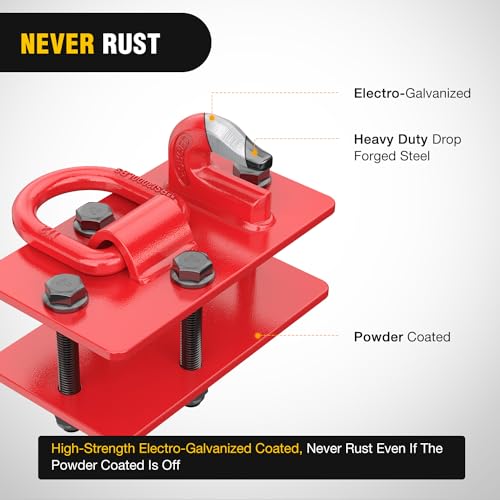 Image of Nilight 2Pcs 8.5 inch x 4.2 inch Heavy-Duty Tractor Bucket Hooks with Tie-Down Ring Max 15,000 lbs Bolt-On Grab Hooks with Back Plates for Trailer, RV, UTV, Truck, Grade 70 Forged Steel Red