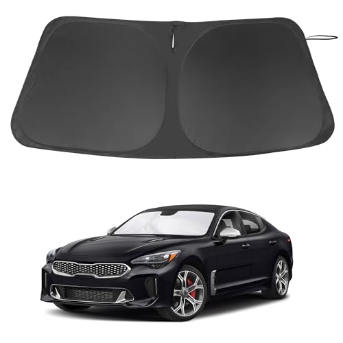 Image of Windshield Sun Shade Custom Fit for 2018-2023 Kia Stinger Accessories Foldable Sunshade Sun Blocker Protect Car from Sun Rays & Heat Damage Keep Car Cooler