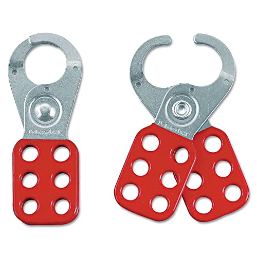 Master Lock Aldaba De Consignación De Acero, Rojo/Plata