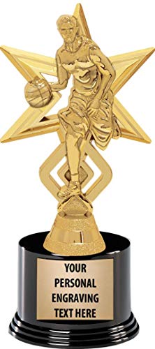 Crown Awards Basketball Trophies with Custom Engraving, 7.25" Personalized Boys Basketball Dribble Trophy