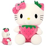 Hello Kitty Plüschtier, Hello Kitty Plüsch Plüschtierpuppe Kinderspielzeug Puppe Kuscheltier Plüschfiguren Cartoon Charaktere Plüschpuppen für Party Geschenk Geburtstagsgeschenk (22cm)