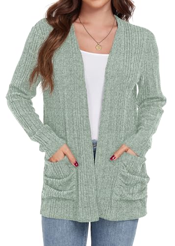Image of GRECERELLE Womens Long Sleeve Lightweight Open Front V-Neck Casual Cardigan Sweaters Outerwear with Pockets 2025, S-2XL