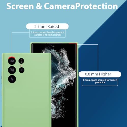 Image of LIRAMARK Liquid Silicone Soft Back Cover Case for Samsung Galaxy S22 Ultra (Mint Green)