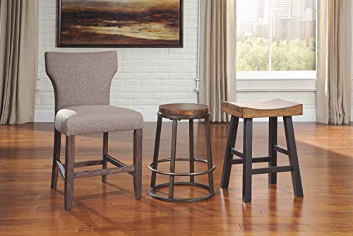 Signature Design By Ashley Glosco Farmhouse 25.5" Counter Height Saddle Barstool, 2 Count, Two-Tone Brown #TOP3